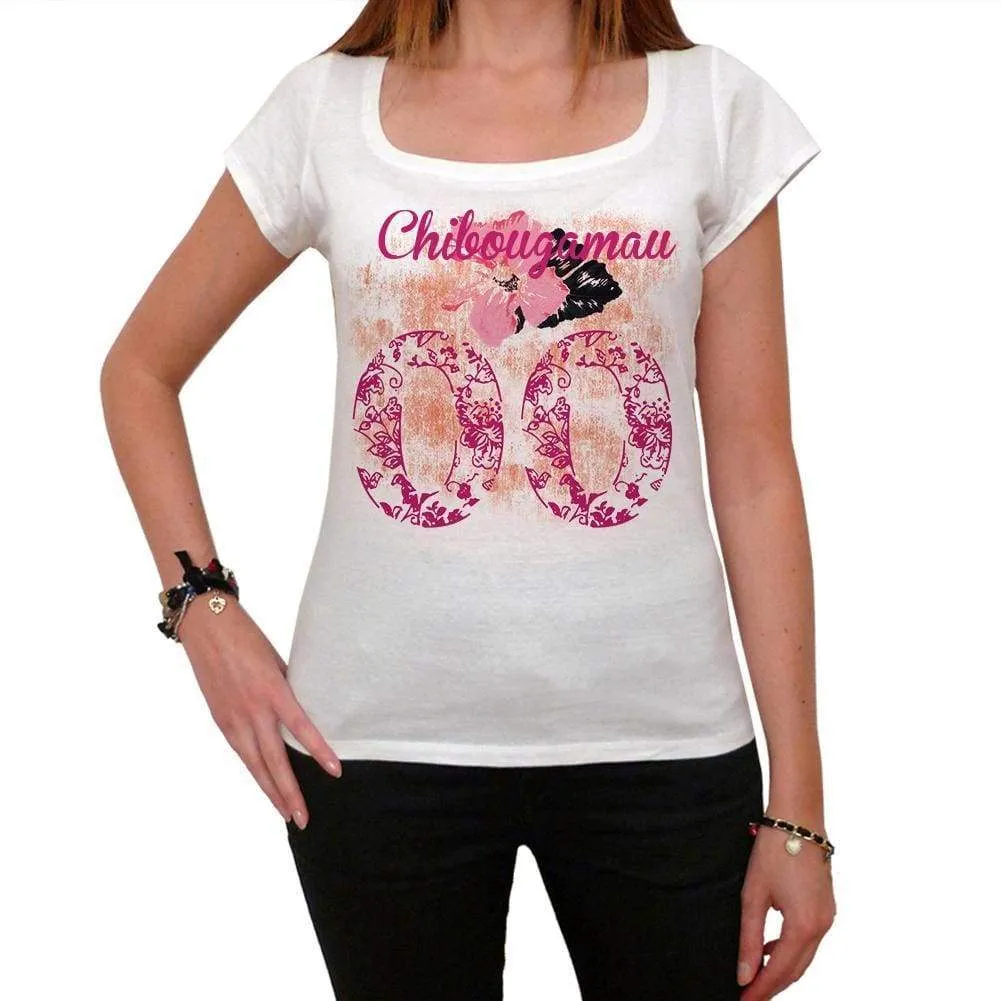 00, Chibougamau, City With Number, Women's Short Sleeve Round White T-shirt 00008