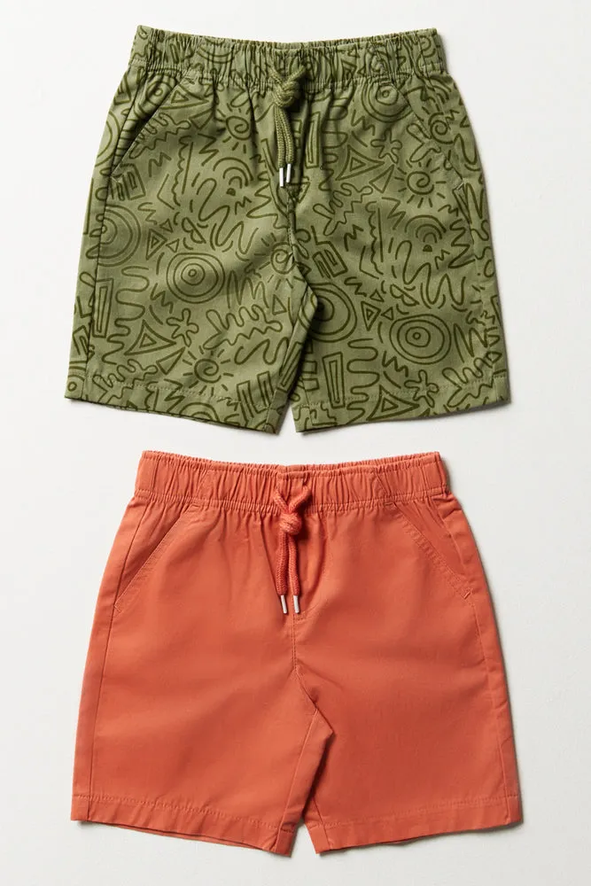 2 Pack Shorts Orange & Green