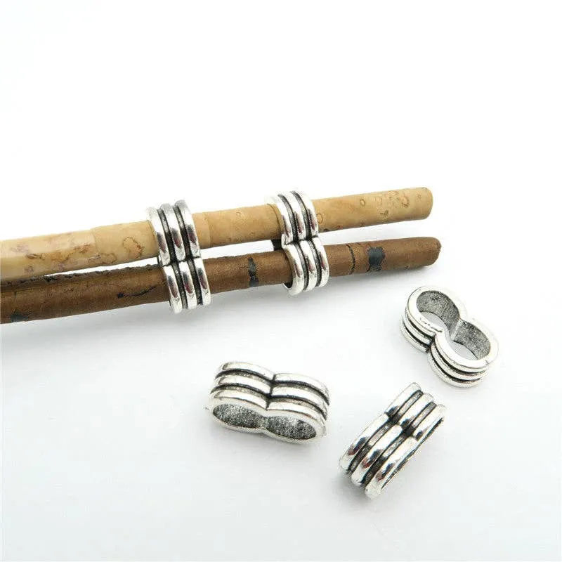 20 Pcs for 5mm round leather Antique Silver 2 Stand bead jewelry supplies jewelry finding D-5-5-13