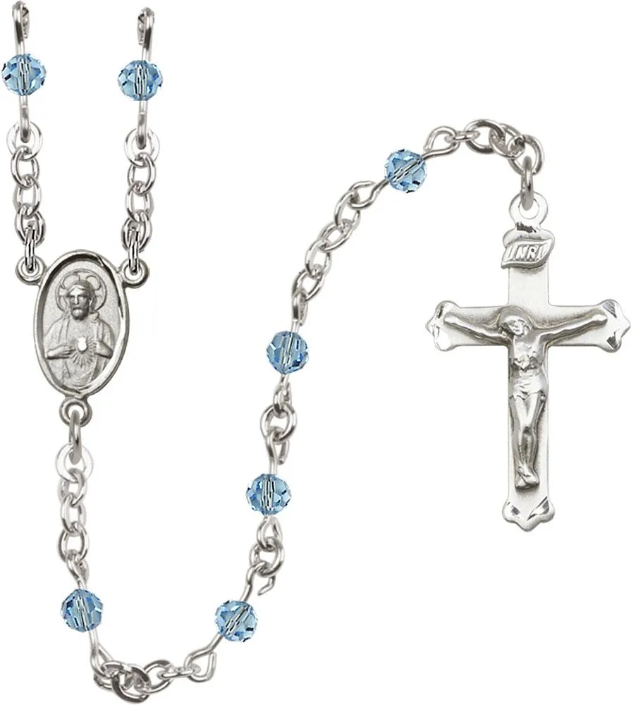 4mm Aqua Swarovski Rosary