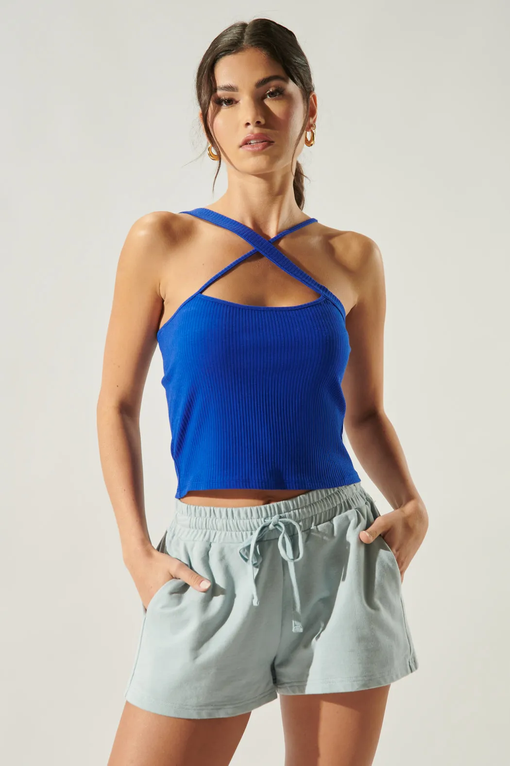 Antonella Asymmetrical Cross Front Crop Top