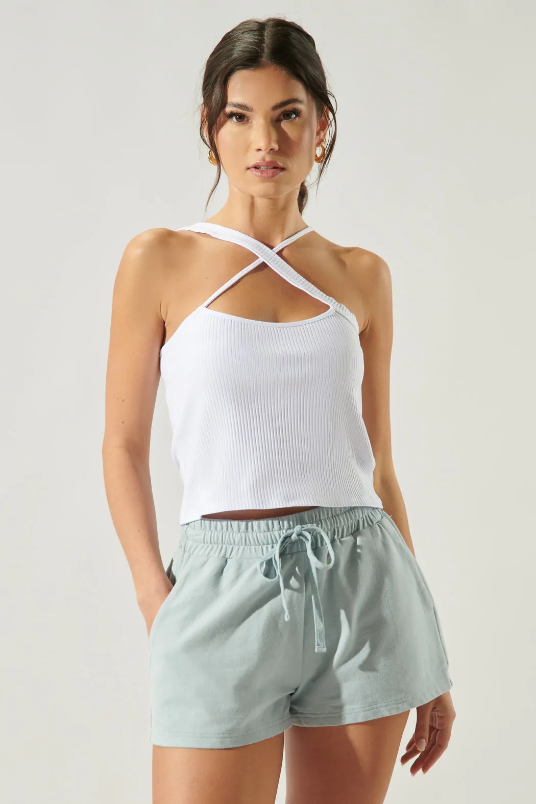 Antonella Asymmetrical Cross Front Crop Top