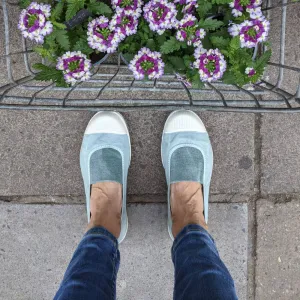 Aqua Slip On Cotton Plimsolls