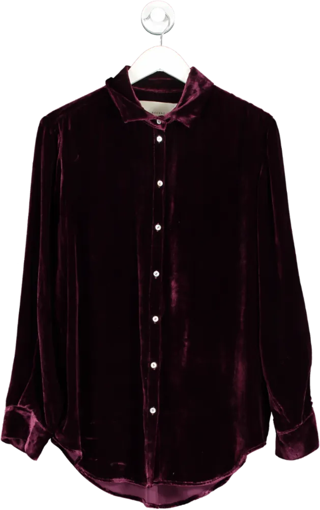 Asceno Purple London Velvet Pajama Top UK S