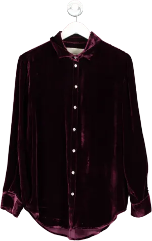 Asceno Purple London Velvet Pajama Top UK S