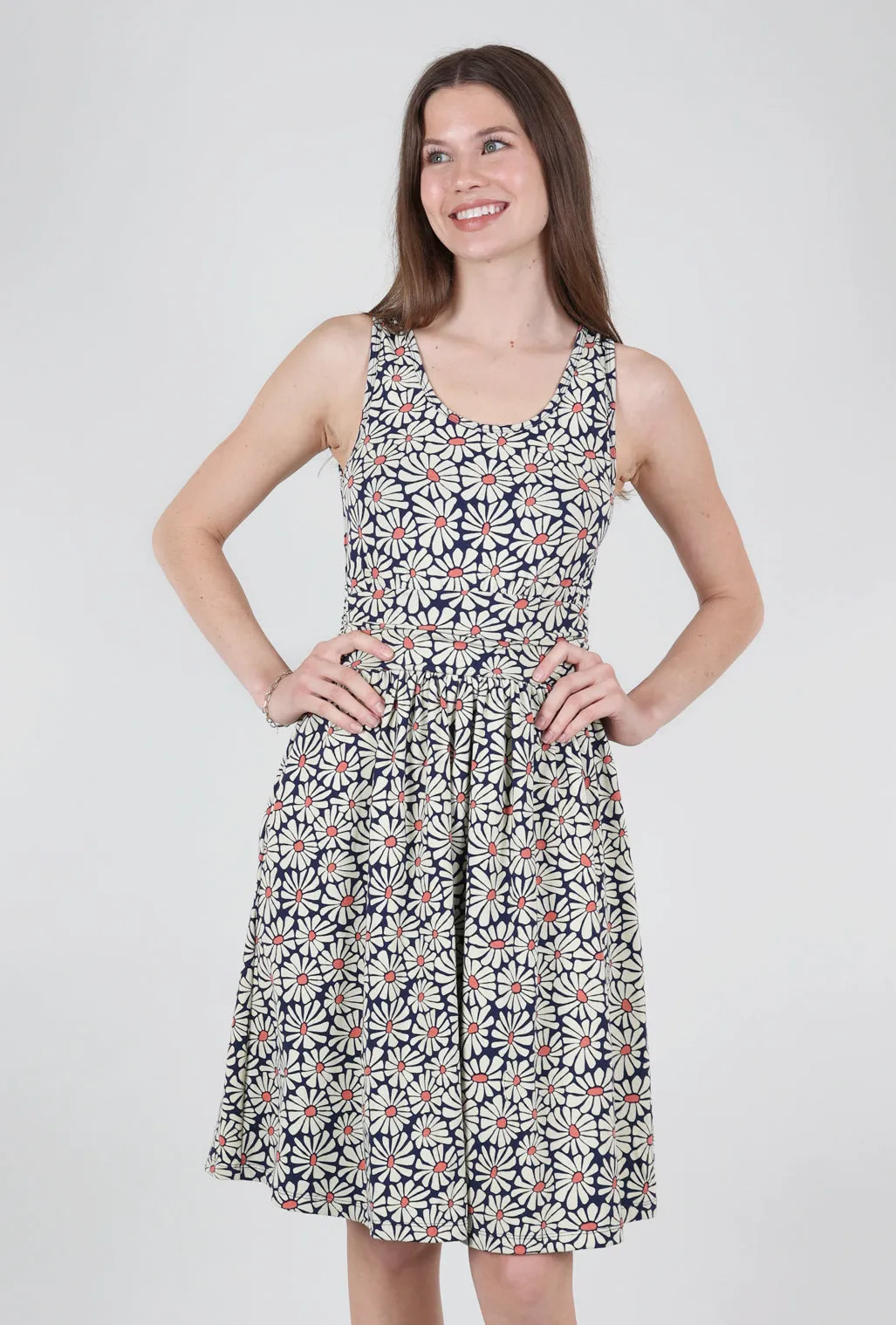 Asheville Daisy Dress, Navy