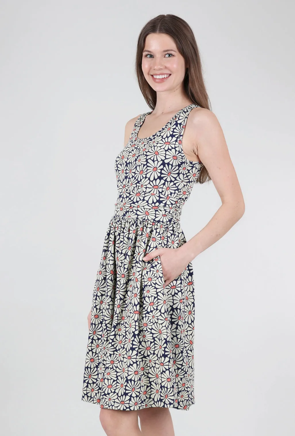 Asheville Daisy Dress, Navy