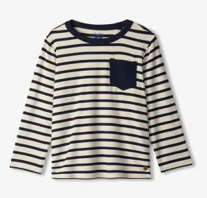 Black and Cream Striped Long Sleeve Bamboo Tee