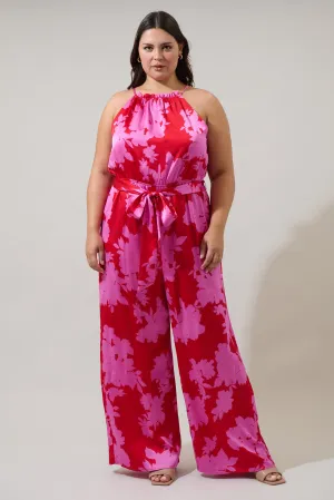 Burning Love Lighthearted Trapeze Satin Jumpsuit Curve