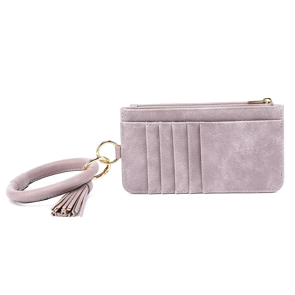 Card Holder Wallet with Round Wrist Strap