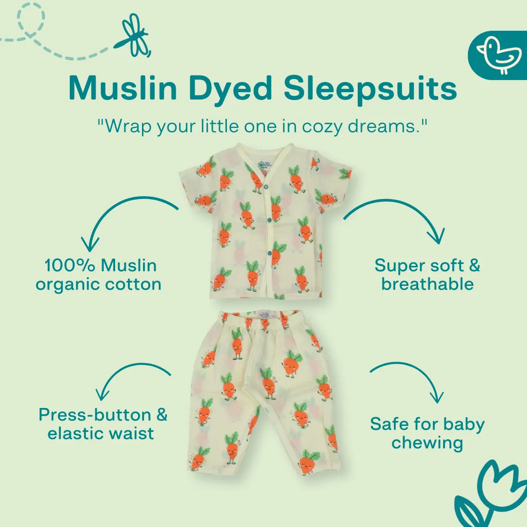 Carrot Cuddles - Muslin Sleep Suit for babies and kids (Unisex)