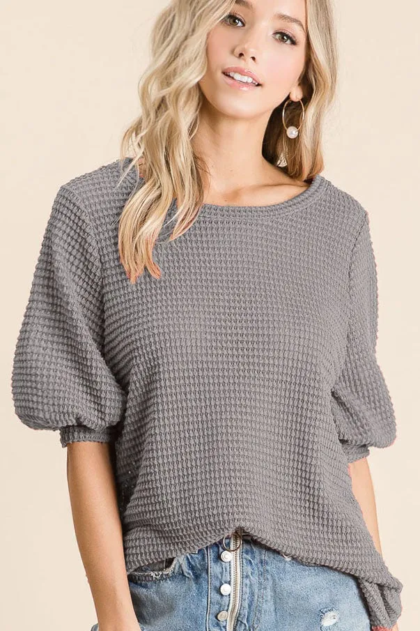 Charcoal Basic Waffle Top