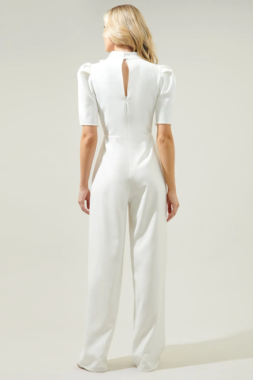 Chelsea Tie Neck Pleated Sleeve Jumpsuit