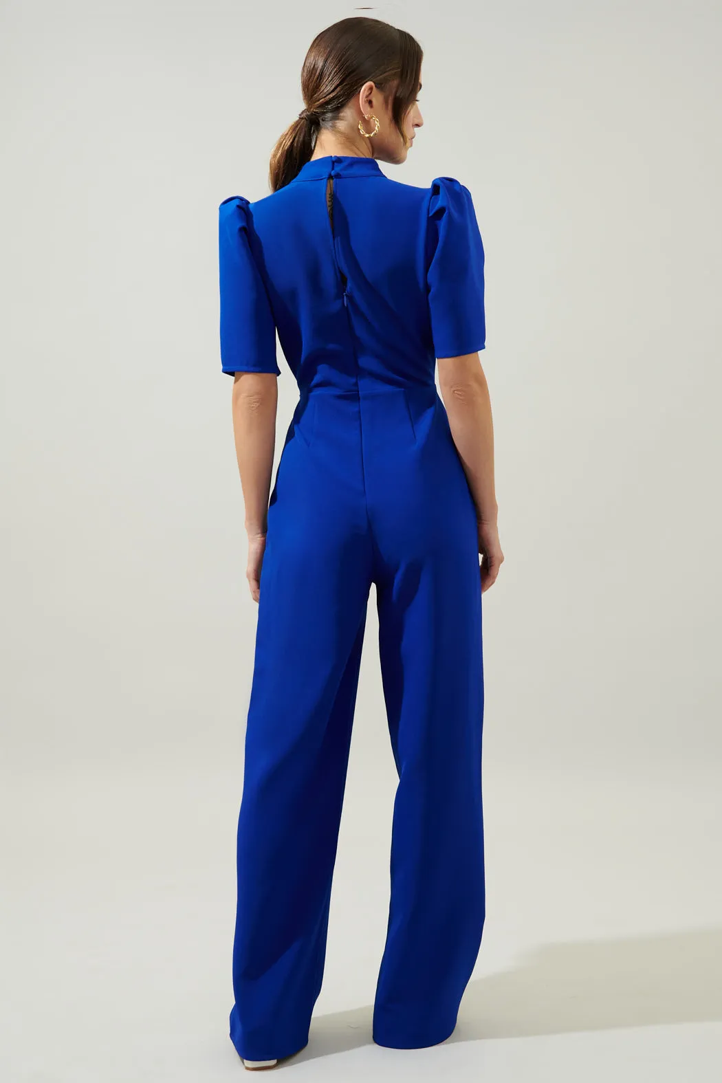 Chelsea Tie Neck Pleated Sleeve Jumpsuit