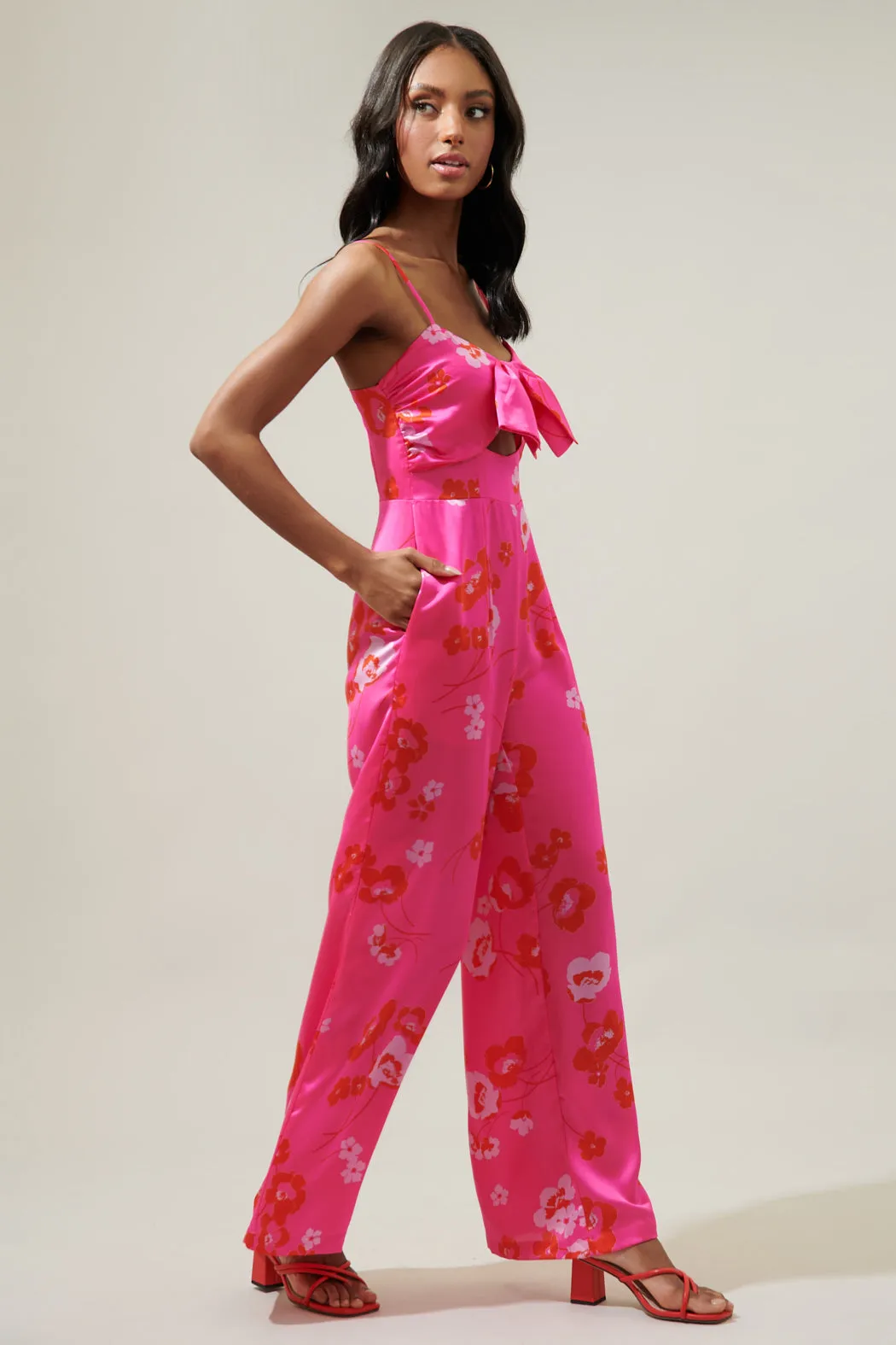 Cherry Blossom Raleigh Cut Out Straight Leg Jumpsuit