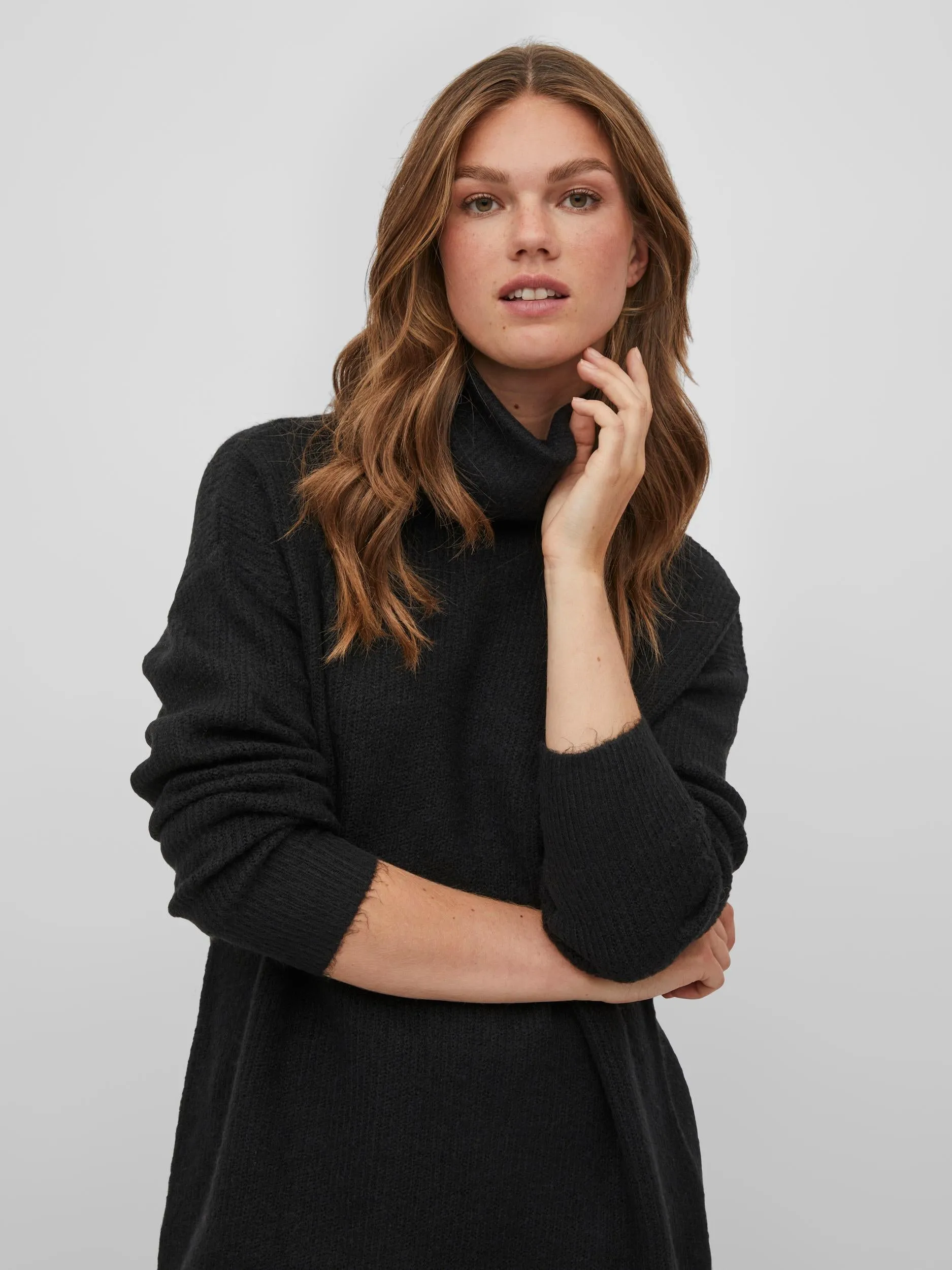 CILLA ROLL NECK KNIT TUNIC (BLACK)