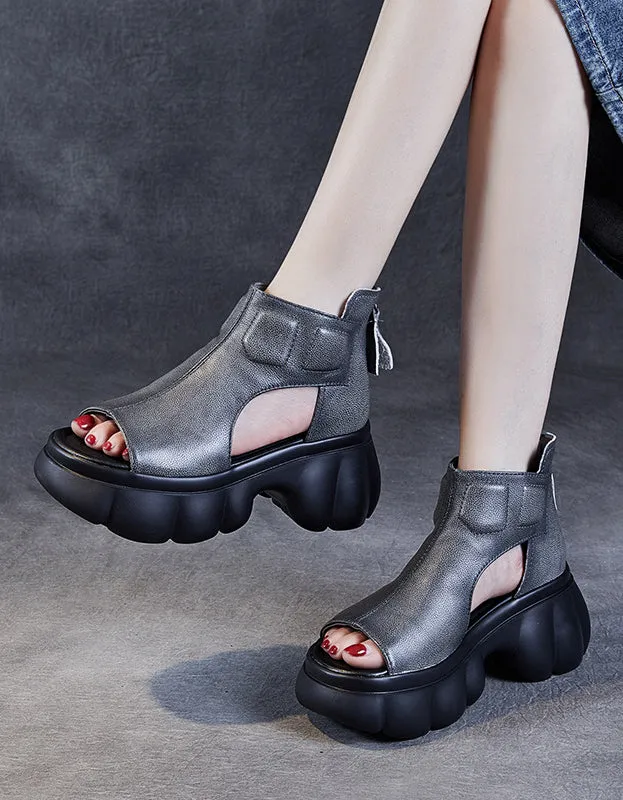 Comfortable Breathable Fish Toe Platform Sandals