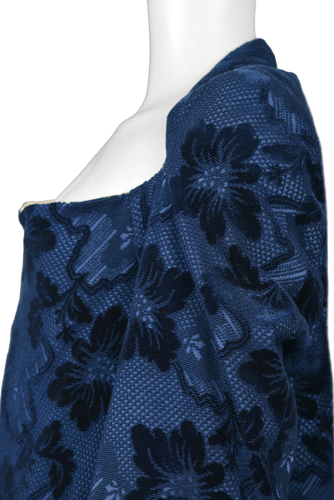 COMME DES GARCONS BLUE VELVET DEVORE FLORAL DRESS 1996