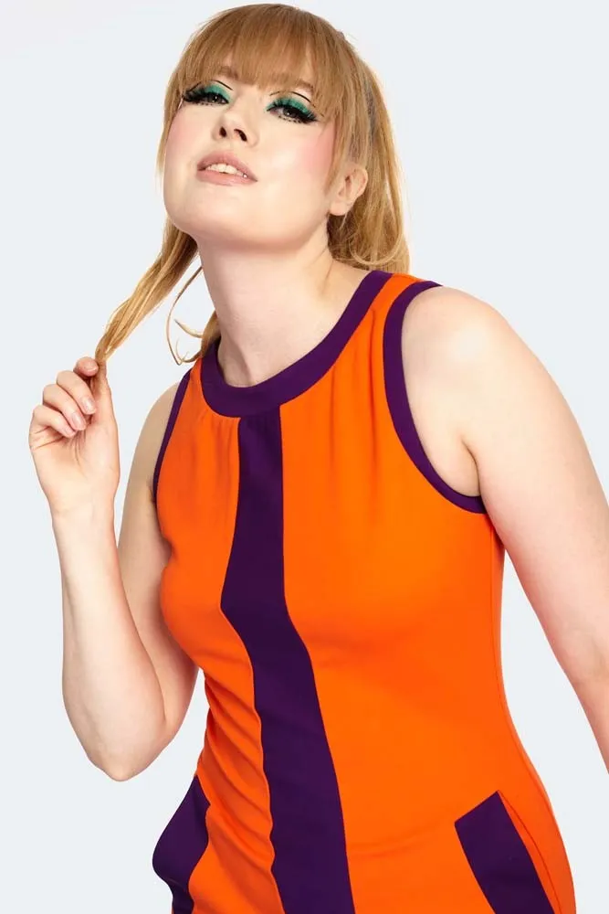 Contrast 60s Racer Dress