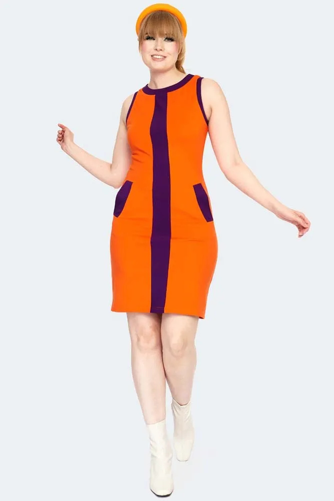 Contrast 60s Racer Dress