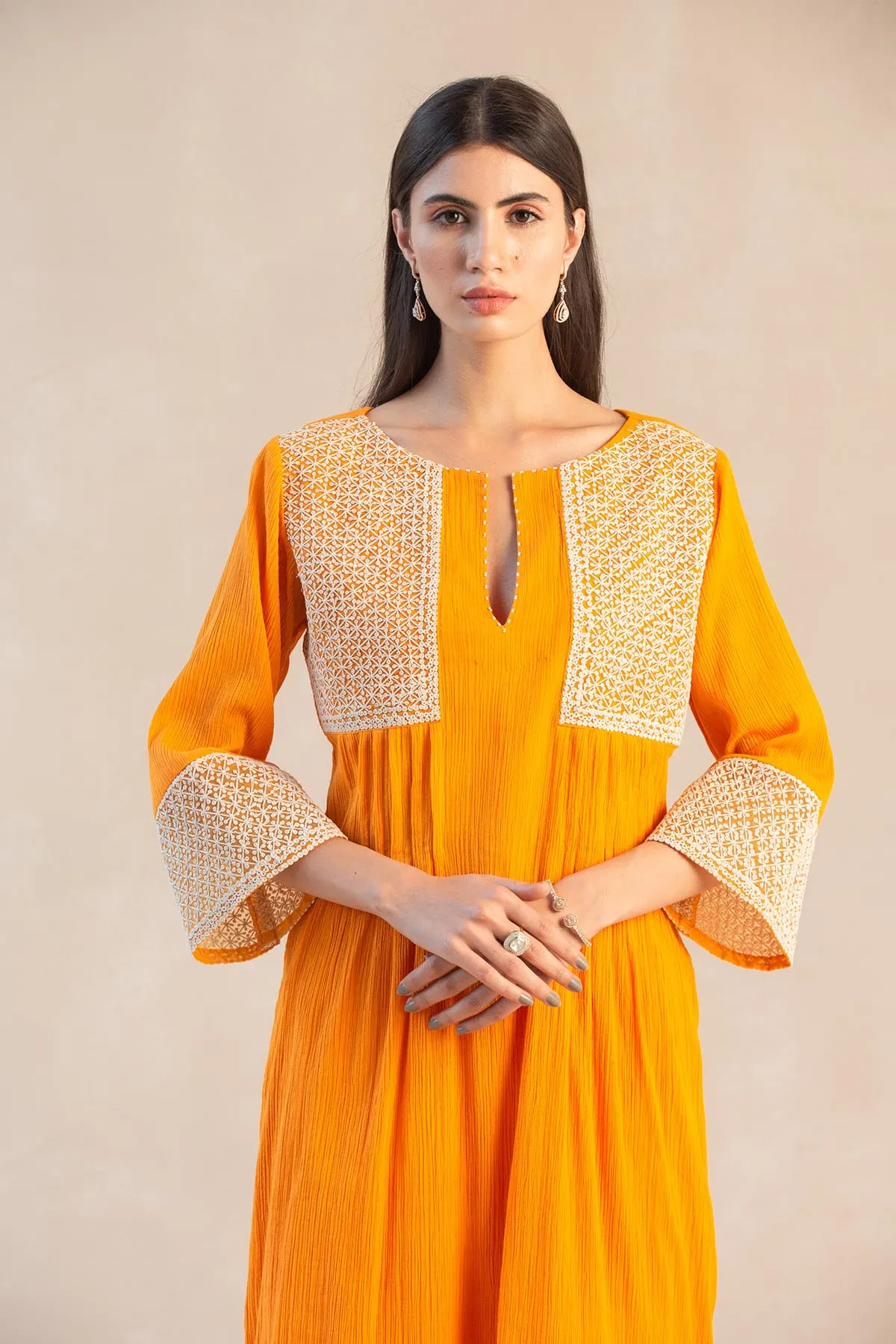 Cotton Gauze Parallel Yoke Kurta Set