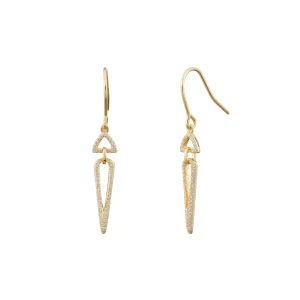 Crystal Pave Geometric Triangle Statement Drop Earrings