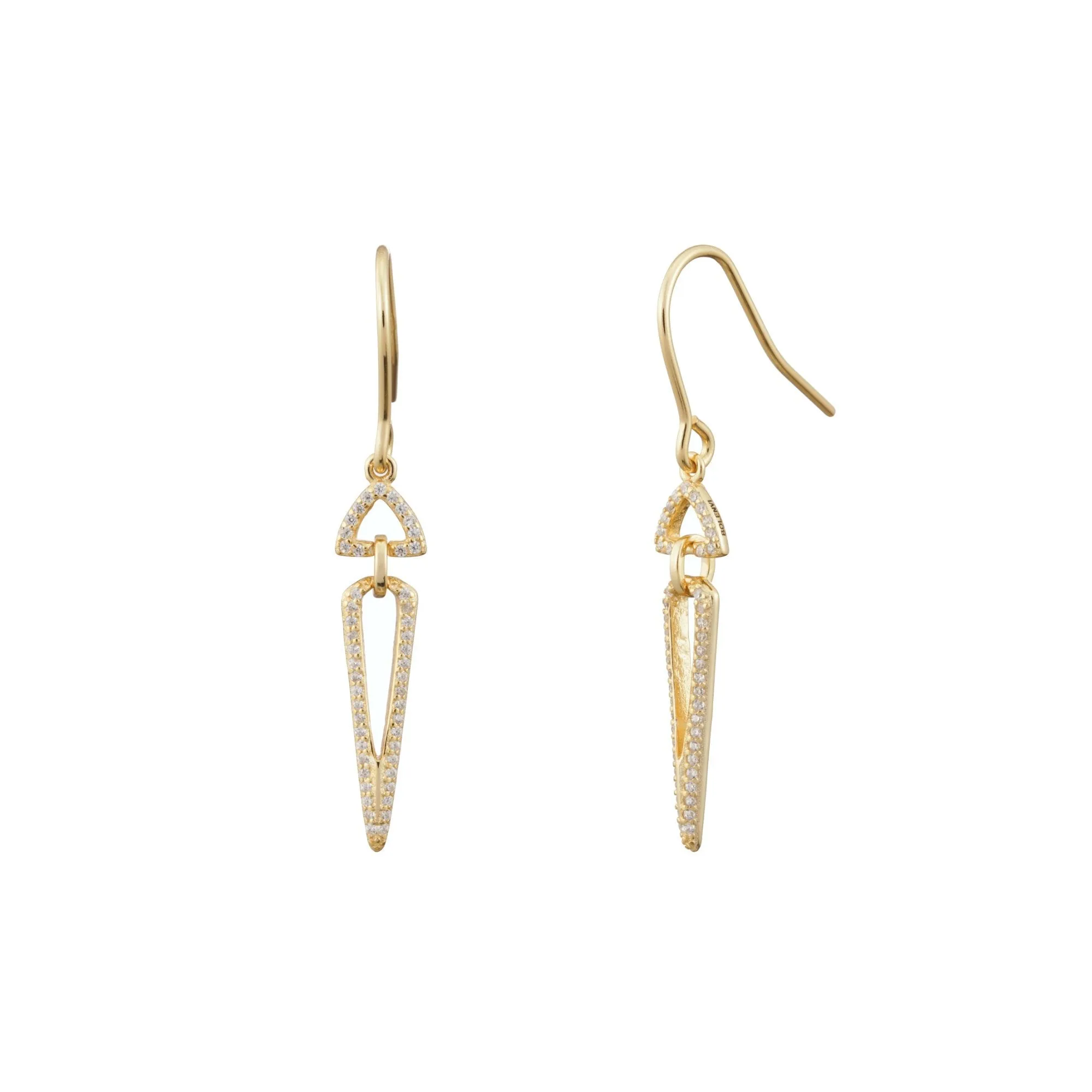 Crystal Pave Geometric Triangle Statement Drop Earrings