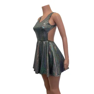 Cutout Skater Dress - Gleaming Silver Holographic