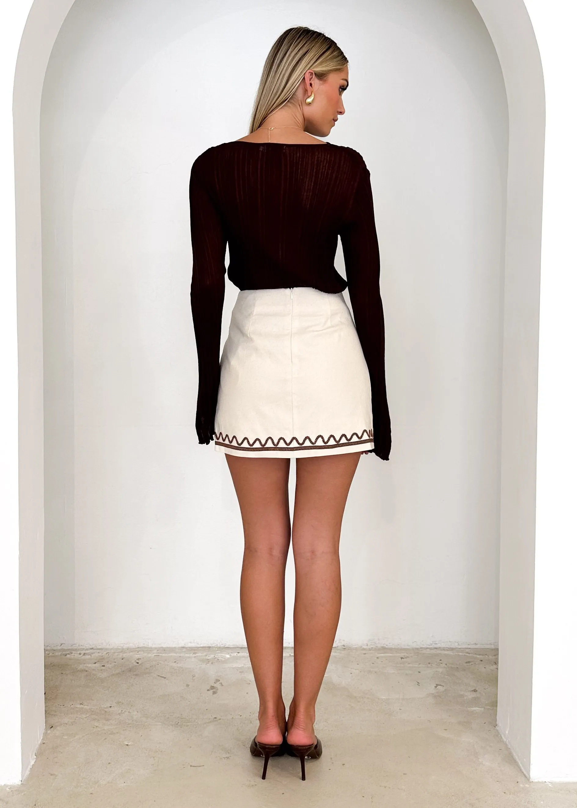 Devince Embroidered Skirt - Cream