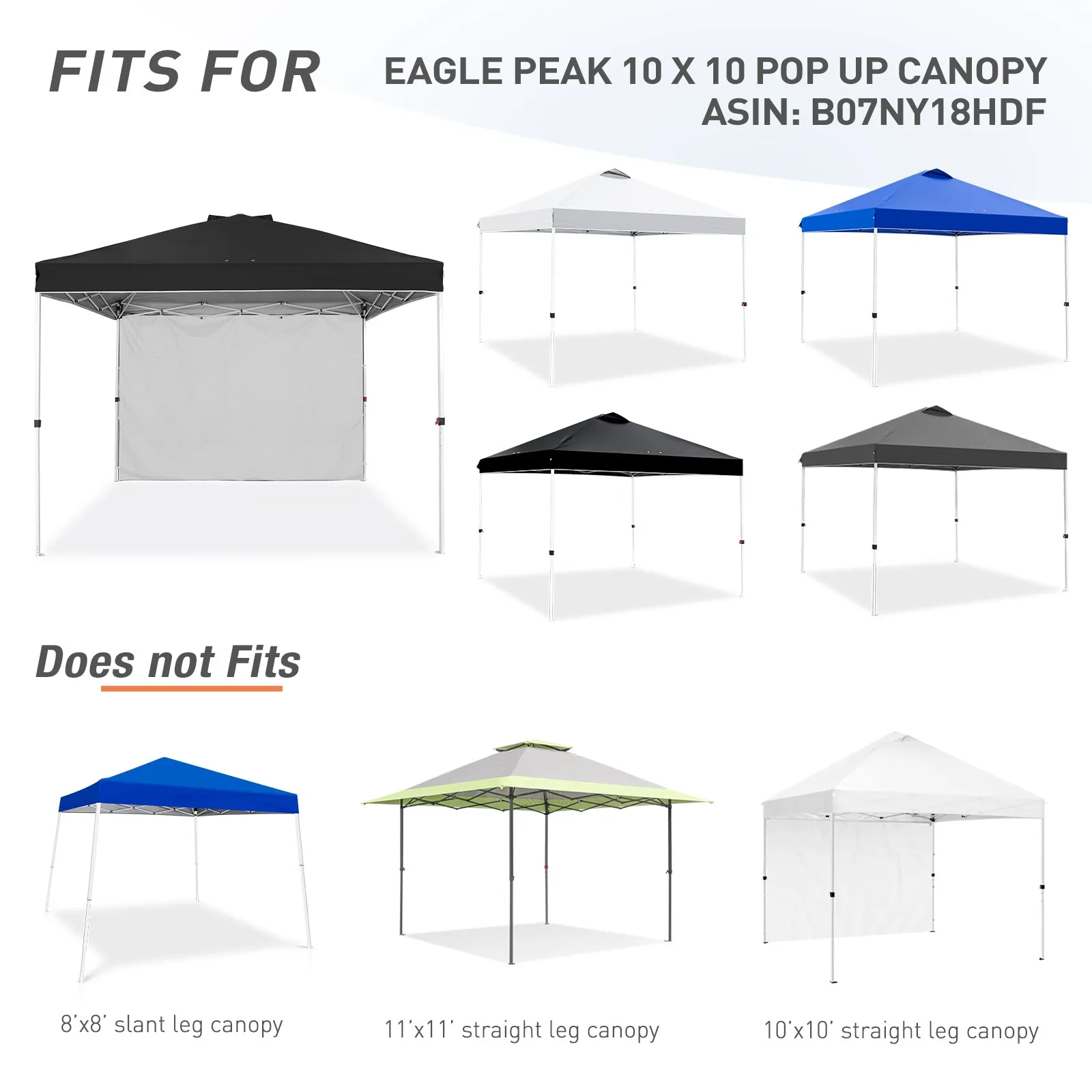 EAGLE PEAK Canopy SunWall for E100 10x10 Straight Leg Pop Up Canopy, 1 Sidewall