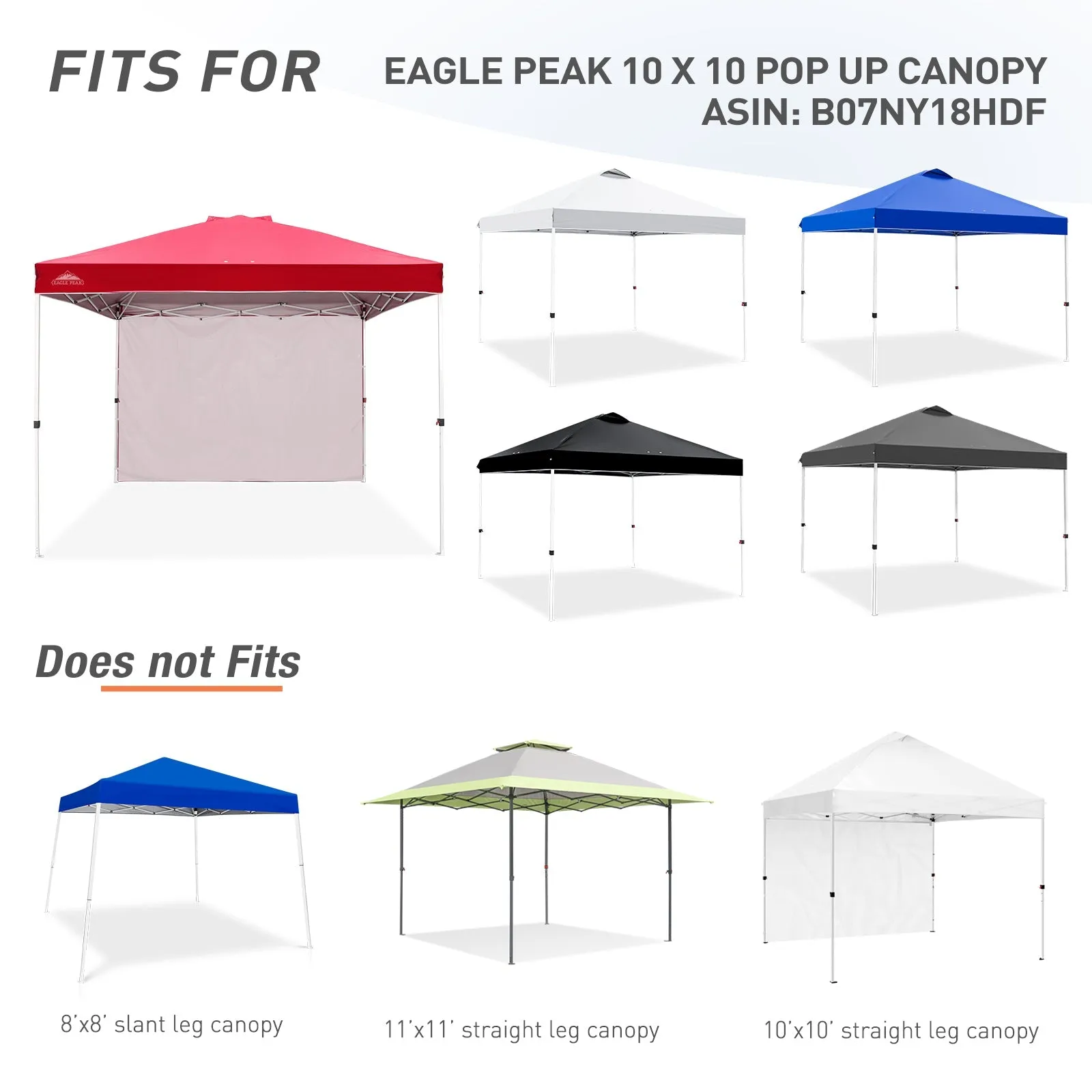 EAGLE PEAK Canopy SunWall for E100 10x10 Straight Leg Pop Up Canopy, 1 Sidewall