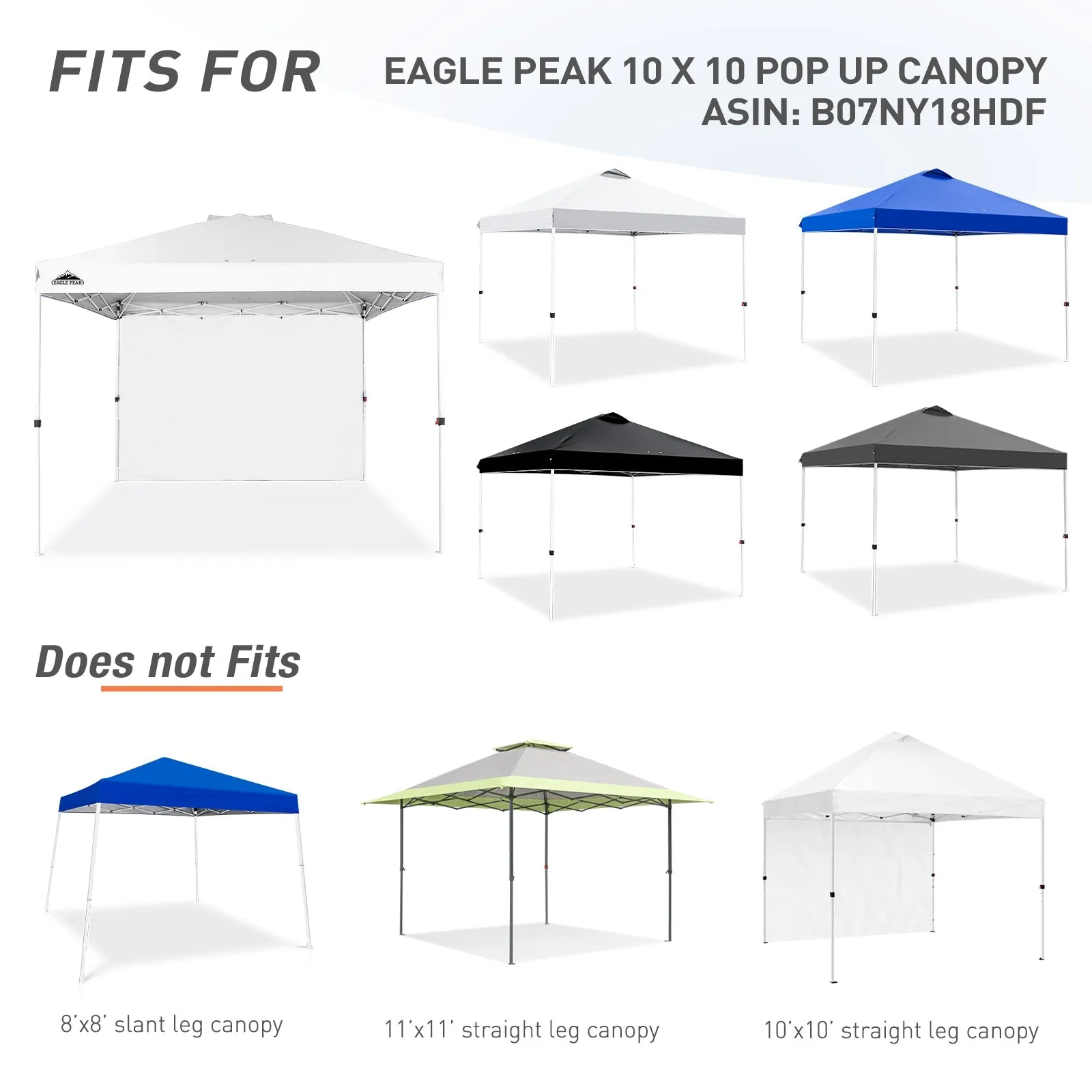 EAGLE PEAK Canopy SunWall for E100 10x10 Straight Leg Pop Up Canopy, 1 Sidewall