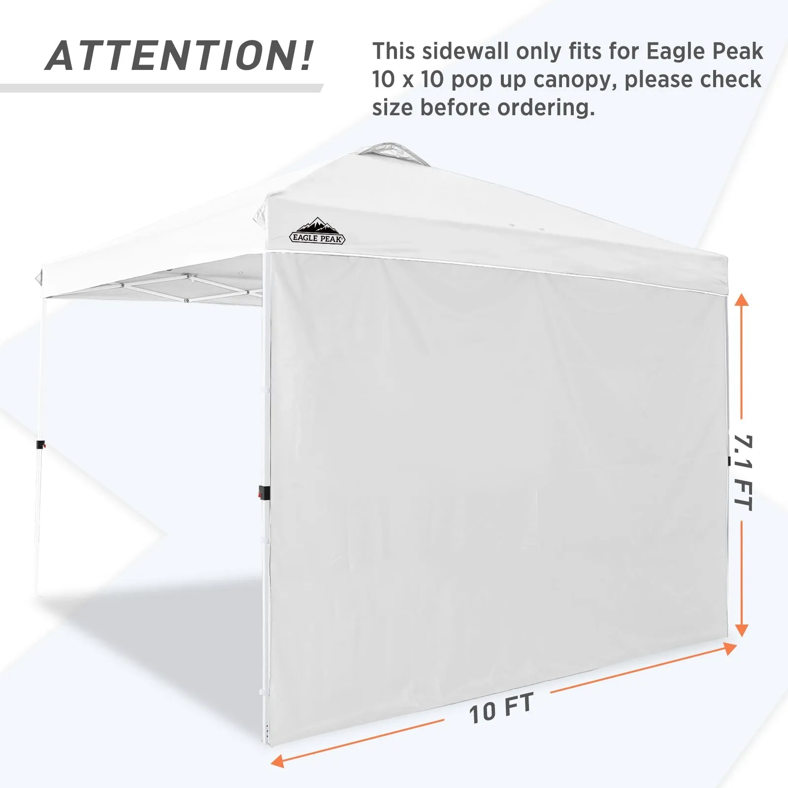 EAGLE PEAK Canopy SunWall for E100 10x10 Straight Leg Pop Up Canopy, 1 Sidewall