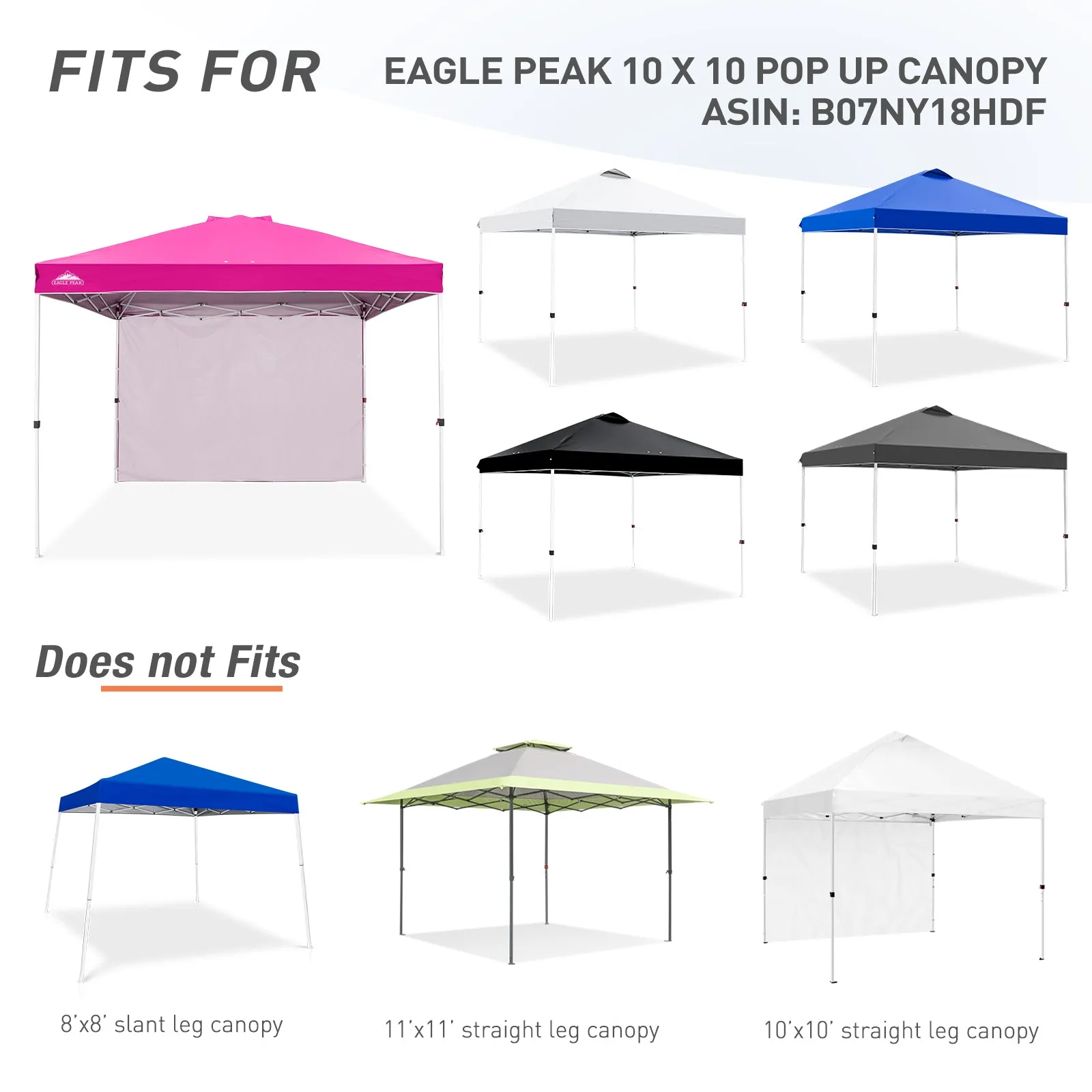 EAGLE PEAK Canopy SunWall for E100 10x10 Straight Leg Pop Up Canopy, 1 Sidewall