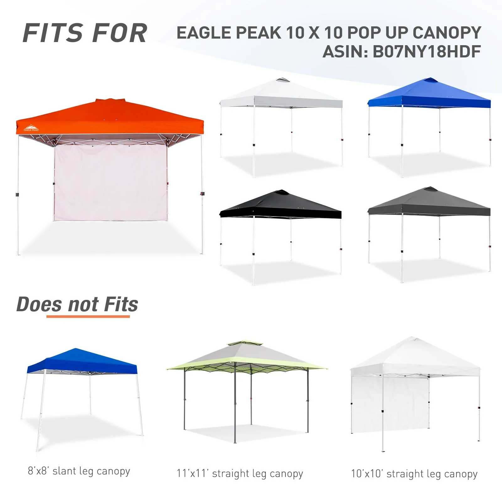 EAGLE PEAK Canopy SunWall for E100 10x10 Straight Leg Pop Up Canopy, 1 Sidewall