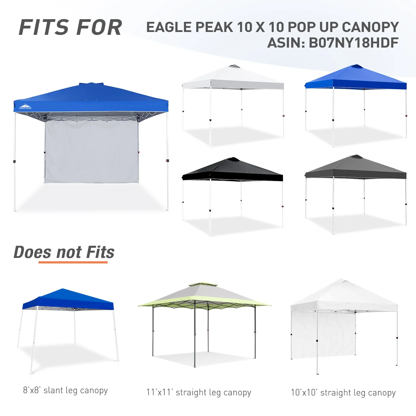 EAGLE PEAK Canopy SunWall for E100 10x10 Straight Leg Pop Up Canopy, 1 Sidewall