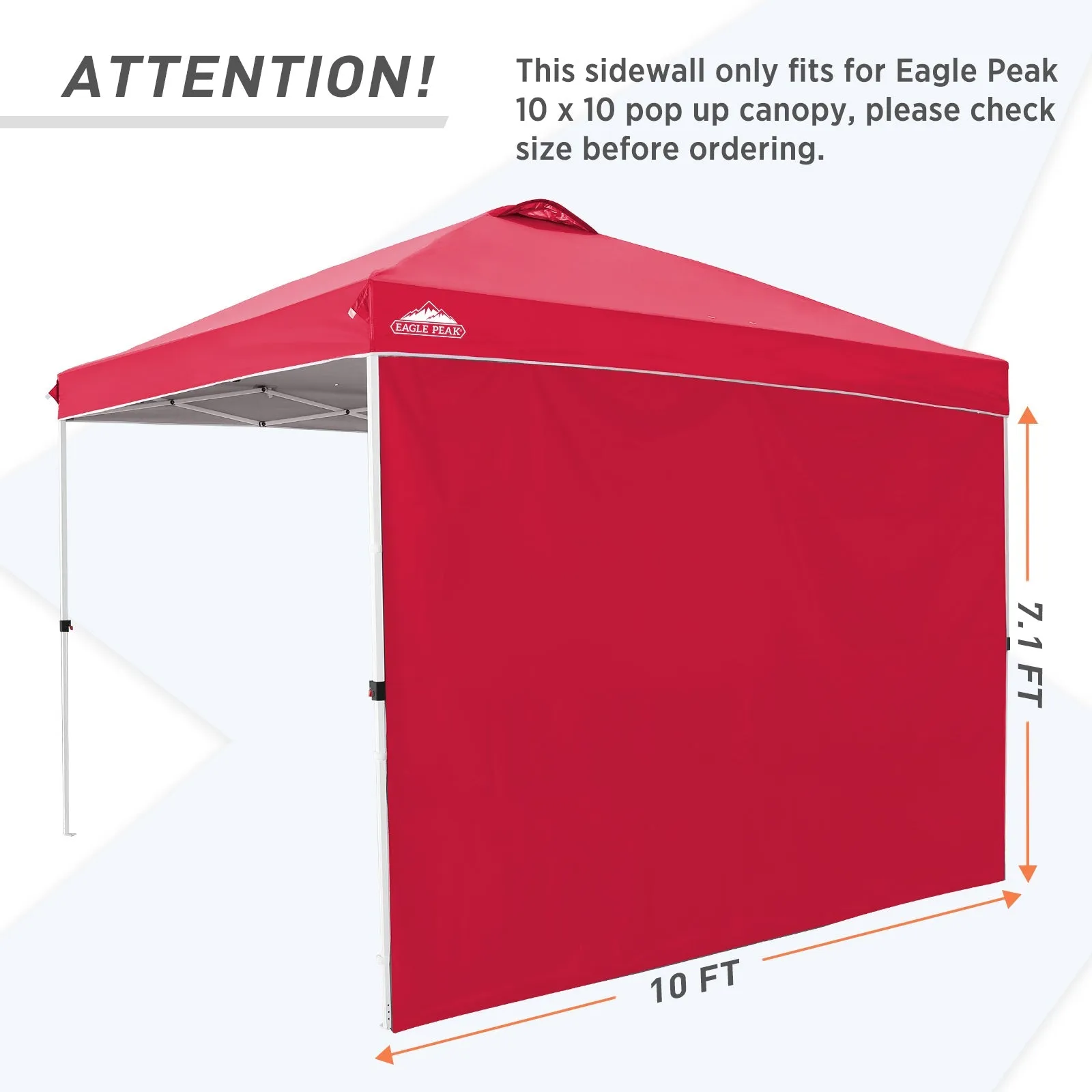 EAGLE PEAK Canopy SunWall for E100 10x10 Straight Leg Pop Up Canopy, 1 Sidewall