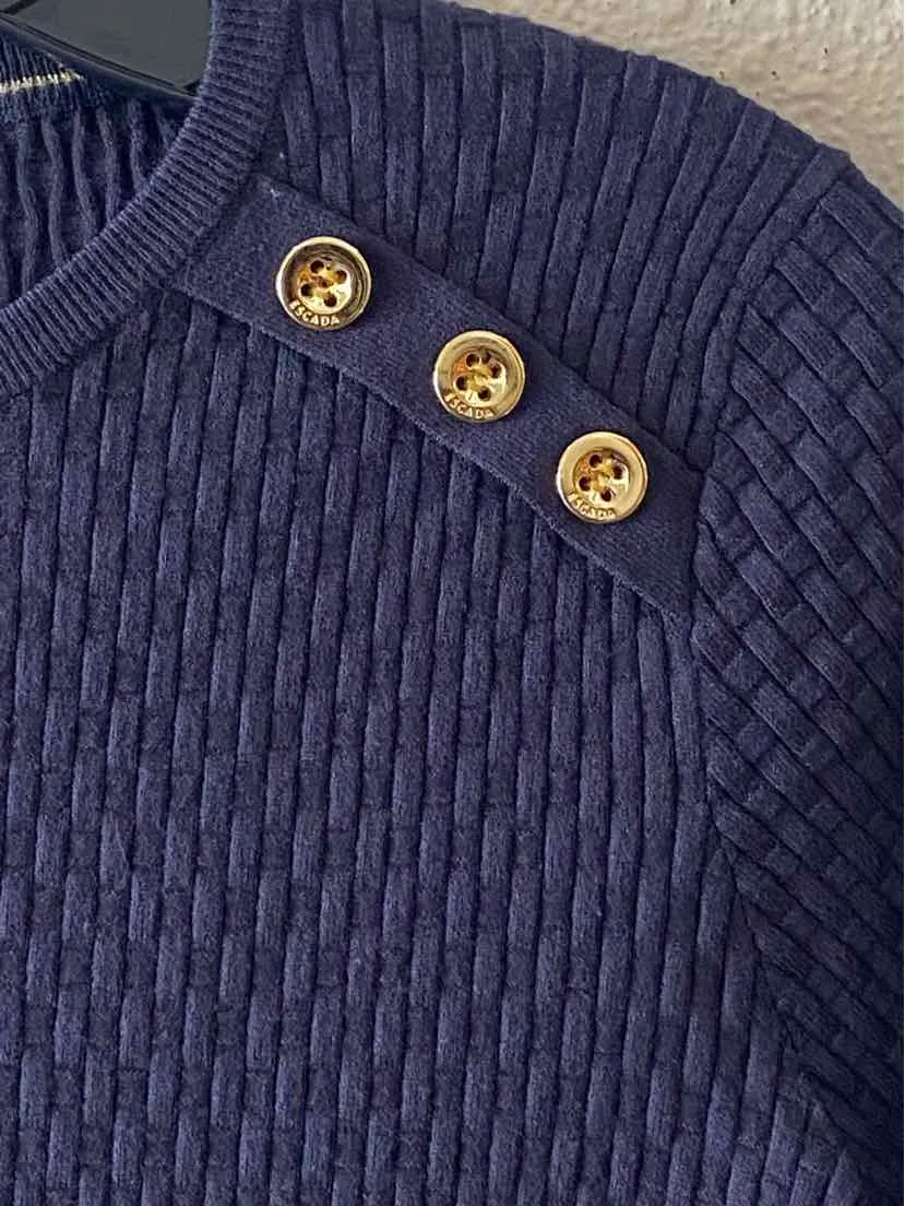 Escada Navy and Gold Size S Shirt