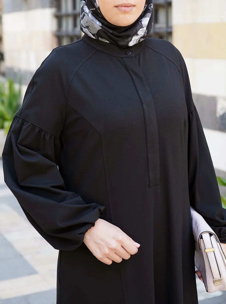 Gathered Sleeves Jersey Abaya