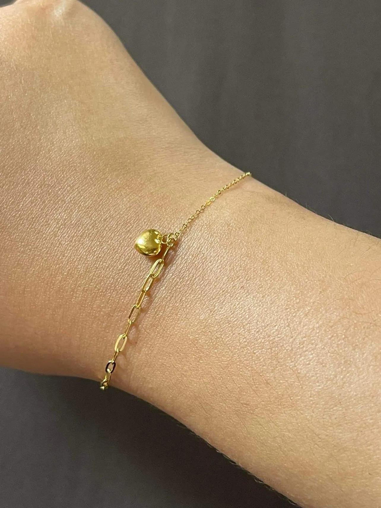 #GOLD2024 | 18K Golden Heart Paperclip Chain Bracelet