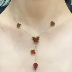 #GOLD2024 | Golden Red Carnelian Mixed Shape Centered Necklace 18kt