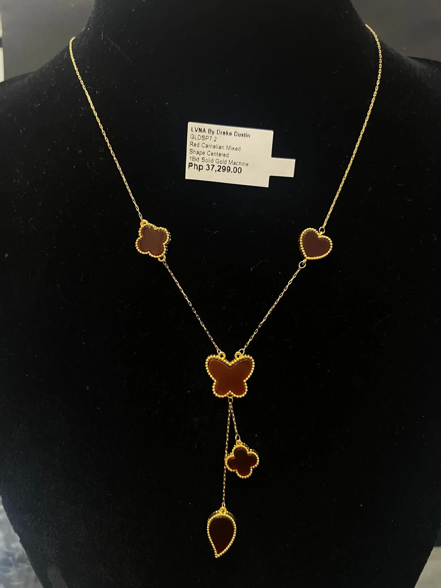 #GOLD2024 | Golden Red Carnelian Mixed Shape Centered Necklace 18kt