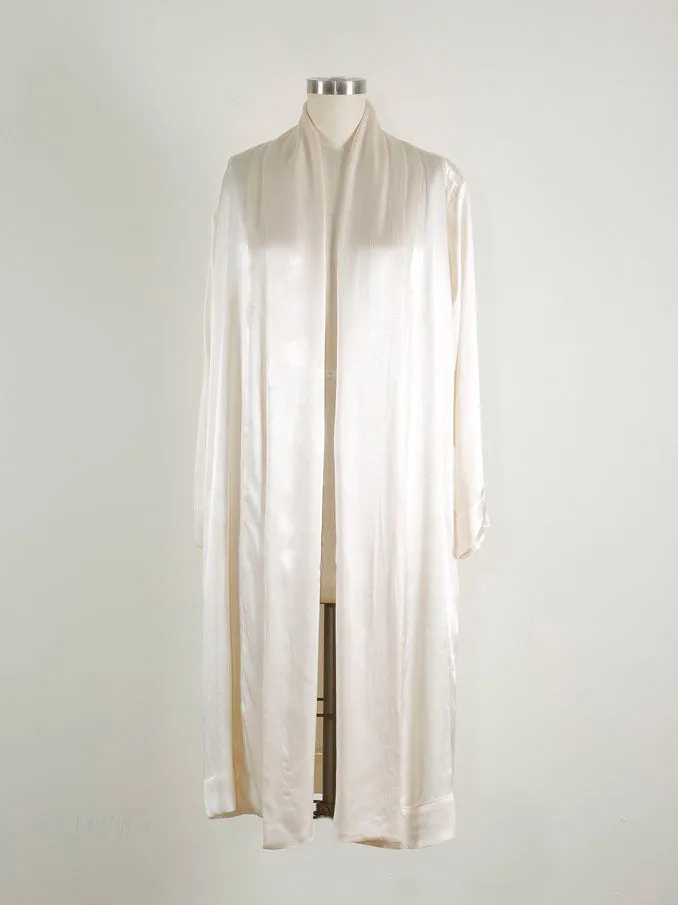 Harlow Shawl Collar Robe in Italian Satin - Milk