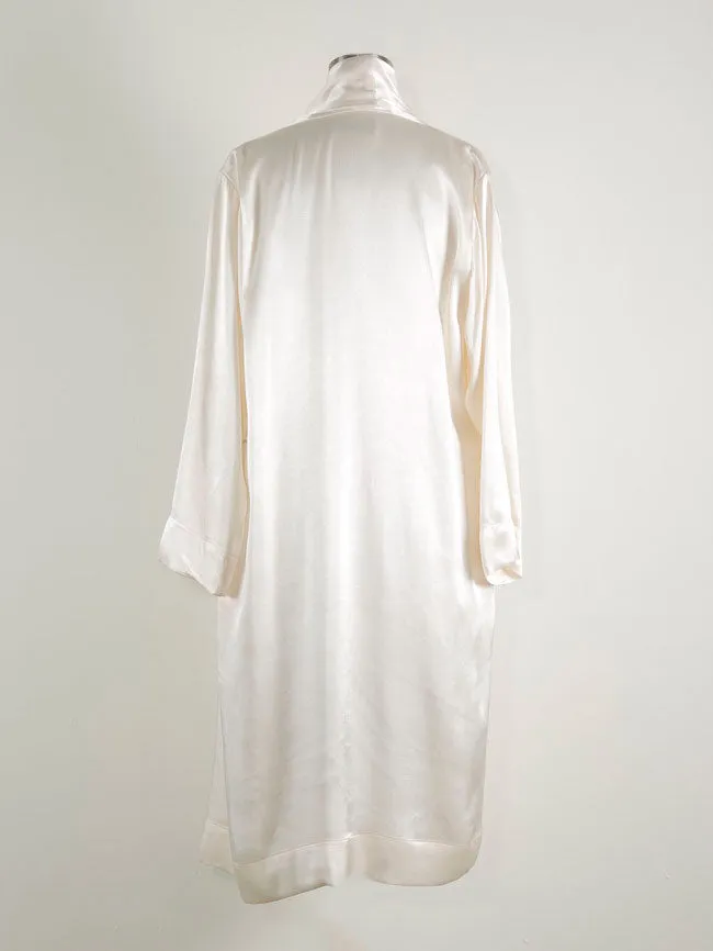 Harlow Shawl Collar Robe in Italian Satin - Milk