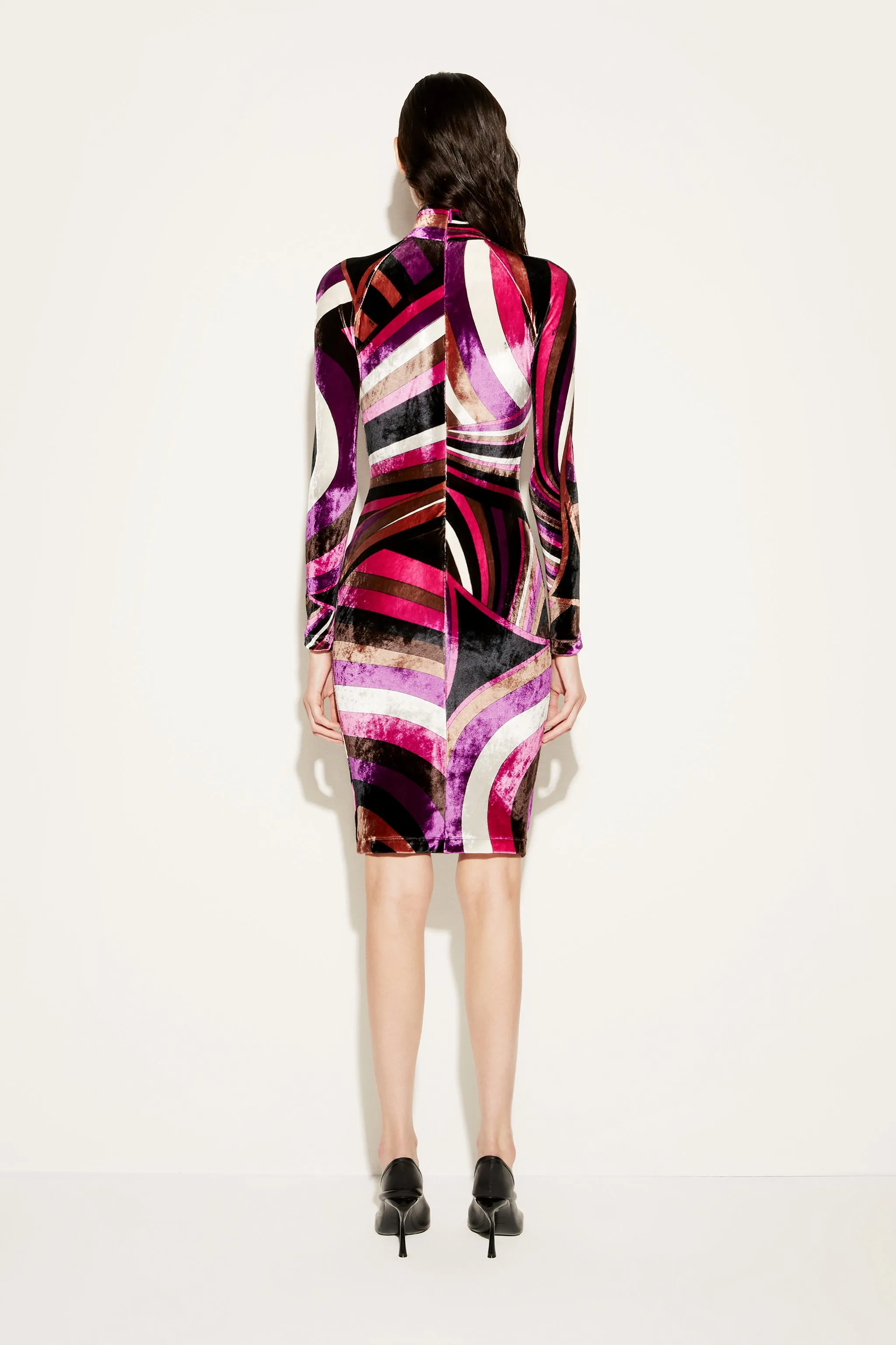 Iride-Print Velvet Dress