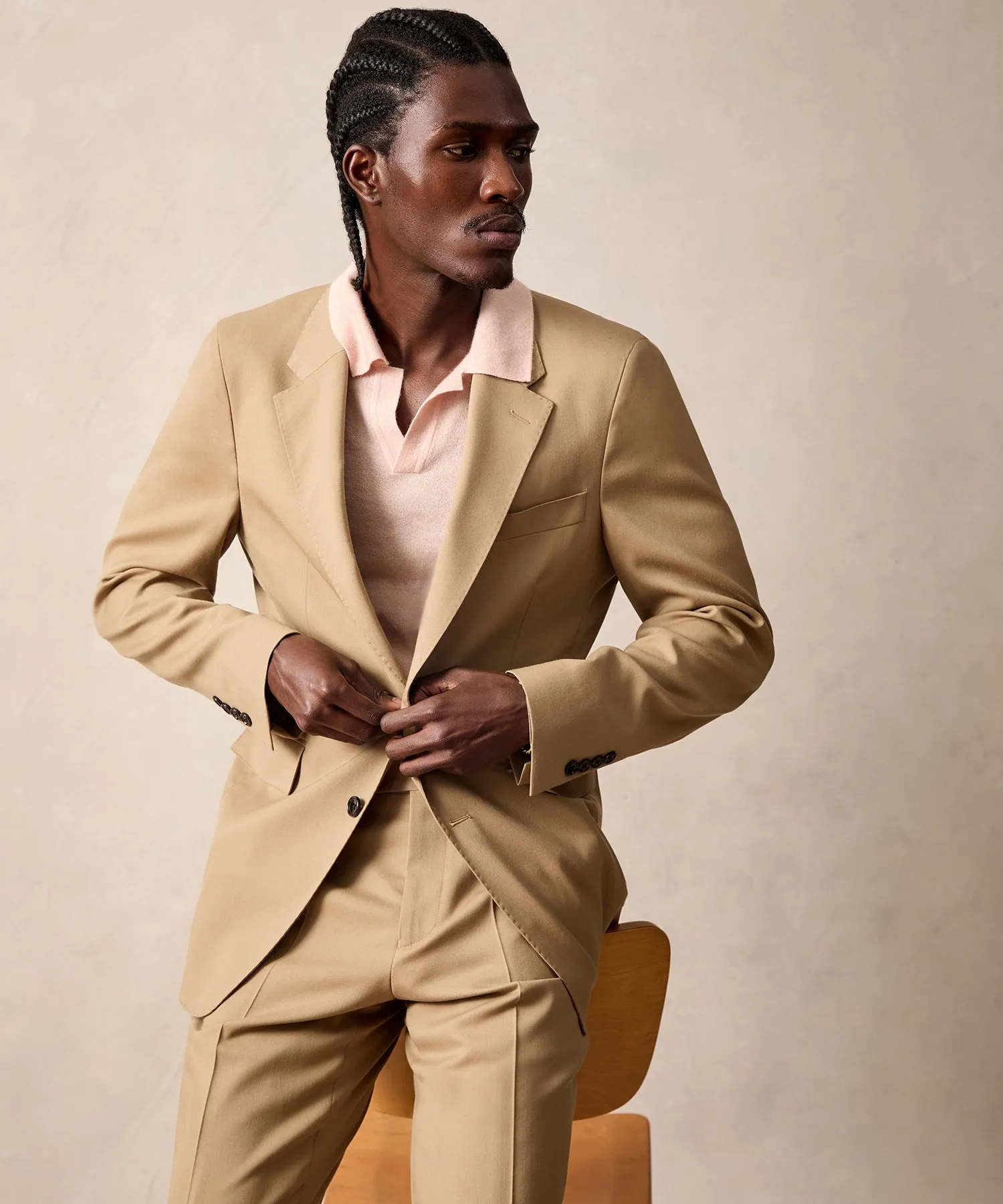 Italian Gabardine Sutton Jacket in Khaki