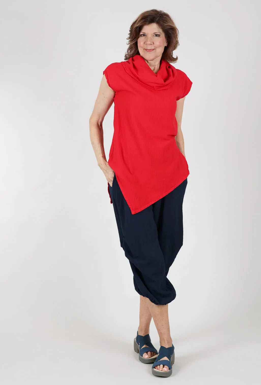 Jenn Asym Cowl Tunic, Crimson