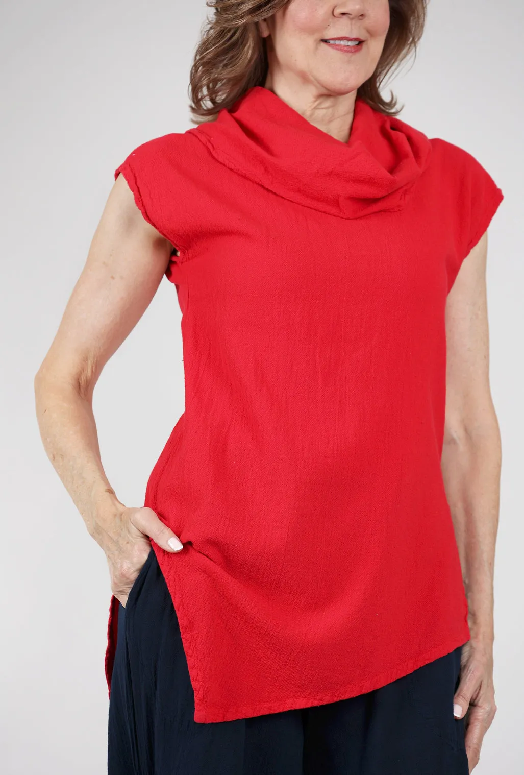 Jenn Asym Cowl Tunic, Crimson