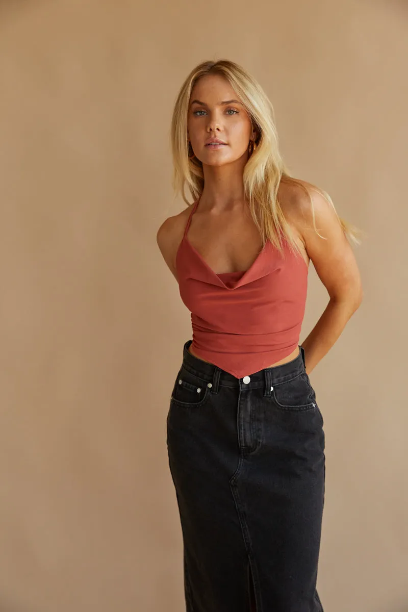 Jenna Cowl Neck Halter Top