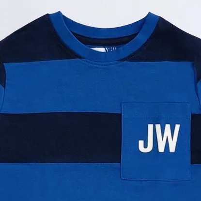 JW - Kids 'Blue' Striped JW Printed Cotton T-Shirt JW849